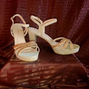 Rose Gold Sandal Heels Sz. 9 by Top Moda